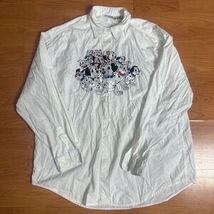 Vintage 90s The Disney Store 101 Dalmatians Embroidered Button Up Shirt 2XL Flaw
